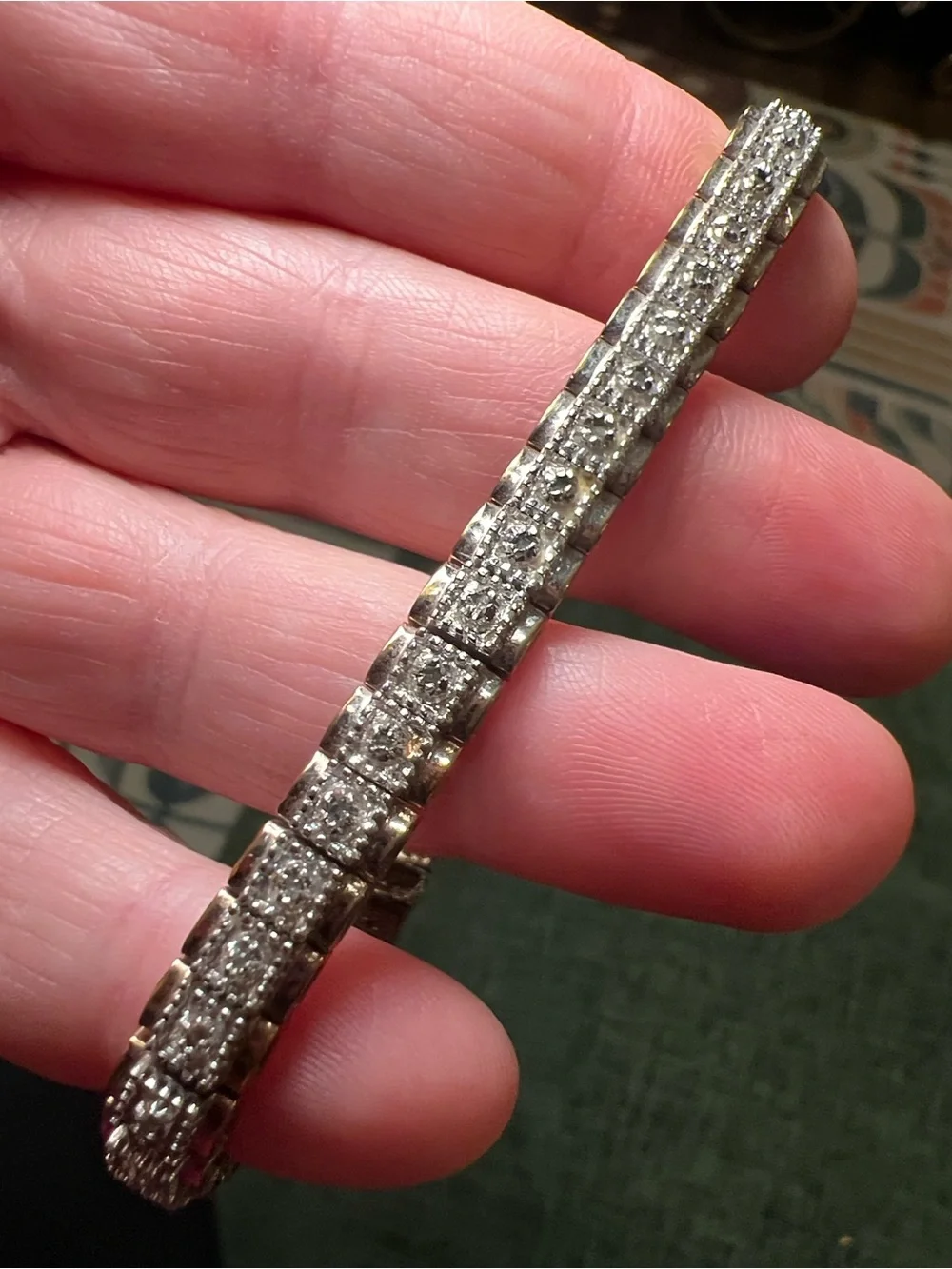 Vintage .5ct Diamond Gold Plated Sterling Silver Tennis Bracelet Safety Chain